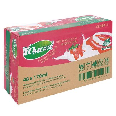 Thùng 48 hộp sữa chua uống hương dâu YoMost 170ml