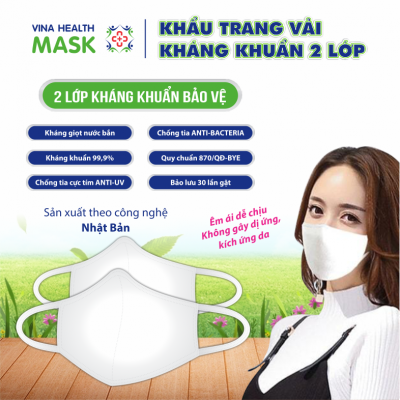 Túi 5 cái khẩu trang vải kháng khuẩn Vina Health Mask