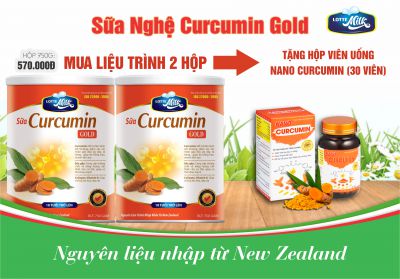 Combo liệu trình 2 Lon  Sữa Lotte Milk Curcumin 750g ( Sữa Nghệ) Tặng ngay 1 hộp viên uống Curcumin (30 viên)