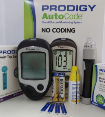 Máy đo đường huyết Prodigy Autocode tặng kèm Bộ 5 khẩu trang vải kháng khuẩn 2 lớp (Vina Health Mask) 